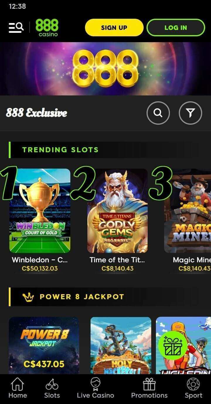 888 Casino exclusive games selection