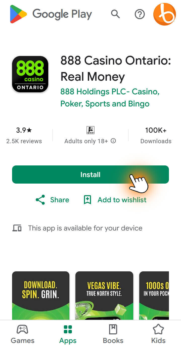 Download app via Google Play