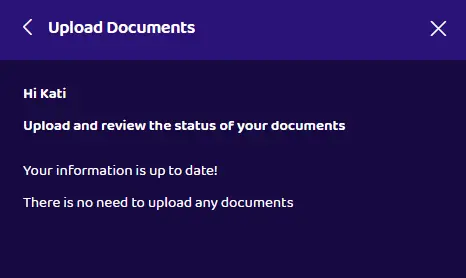 Screenshot from SlotStars KYC document upload page