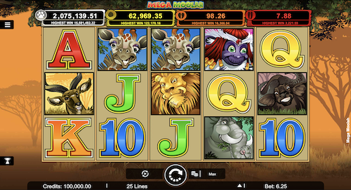 Mega Moolah slot game by Apricot