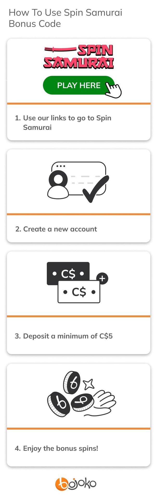 How to use Spin Samurai bonus code