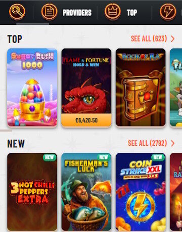 Mobile screenshot of Wyns casino slots