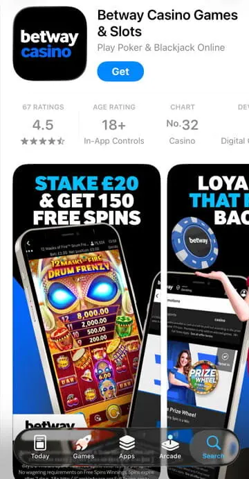 Betway App Store page