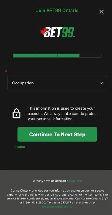 BET99 sign up step 3