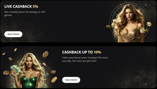 Cashback bonuses at Lex Casino