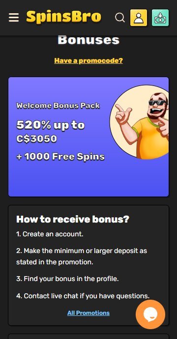 SpinsBro how to claim a bonus