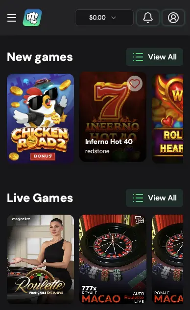 BetFourU mobile view