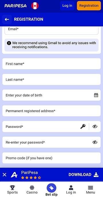 Where to enter PariPesa promo code