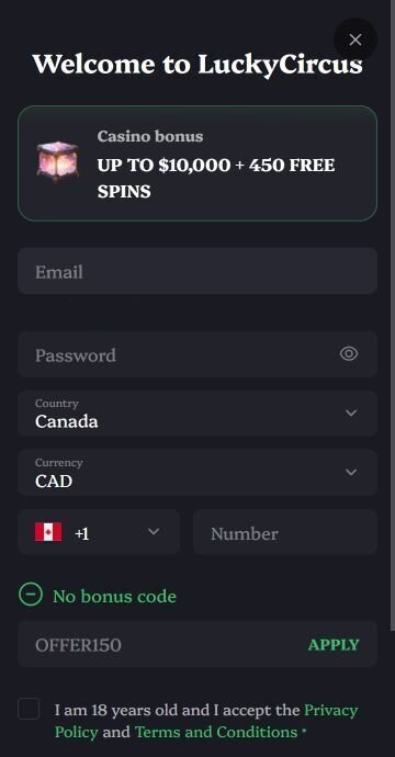 Where to enter Lucky Circus bonus code