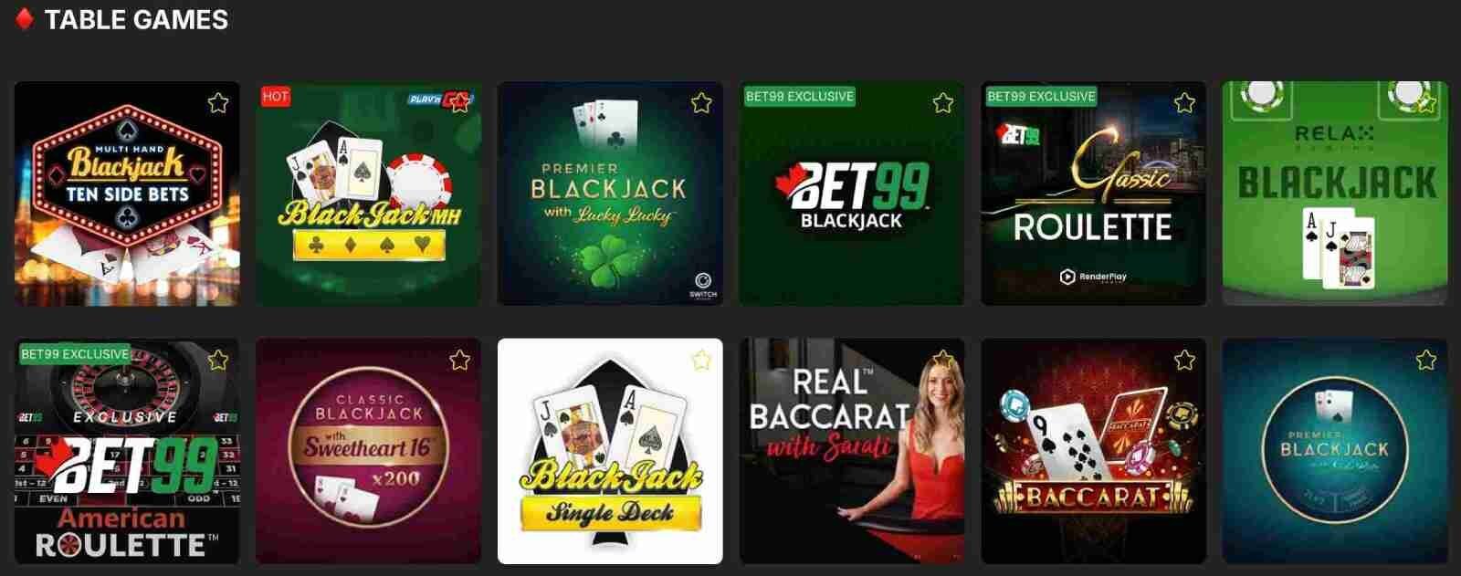BET99 table games