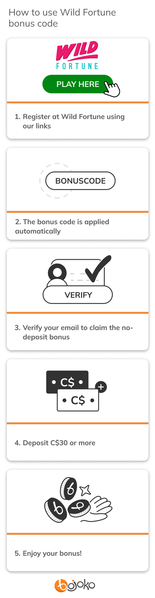 How to use Wild Fortune bonus code
