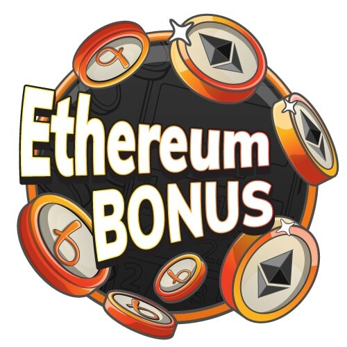 A Bojoko styled picture of coins with Bojoko's and Ethereum's logos