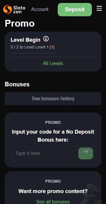 Where to enter Slotozen casino promo code