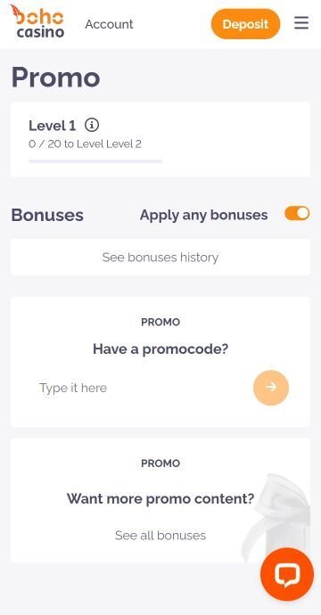 Where To Enter Boho Casino Promo Code