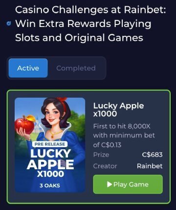 Rainbet casino challenges