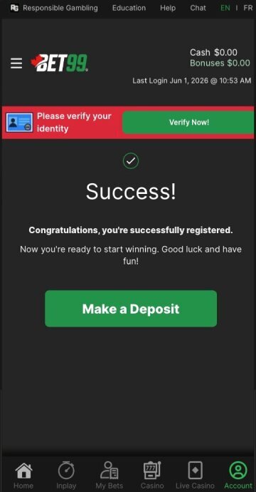 BET99 sign up step 5