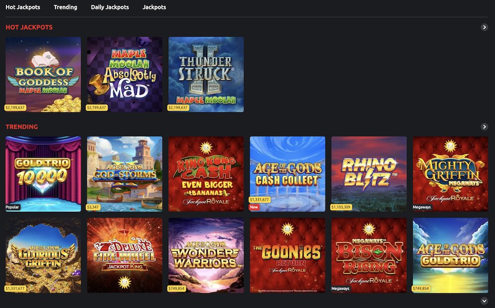 Knightslots Ontario jackpot lobby
