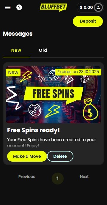 Bluffbet Free Spins activated