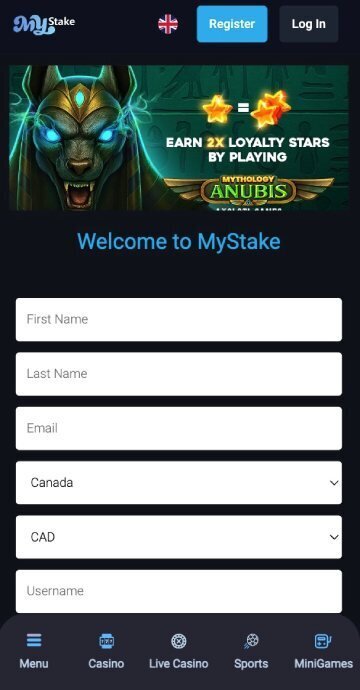 MyStake login step 1