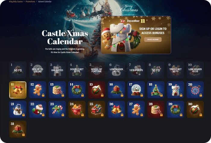 Xmas Calendar at King Billy Casino
