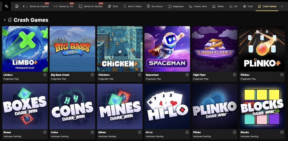 BetNova casino instant win games