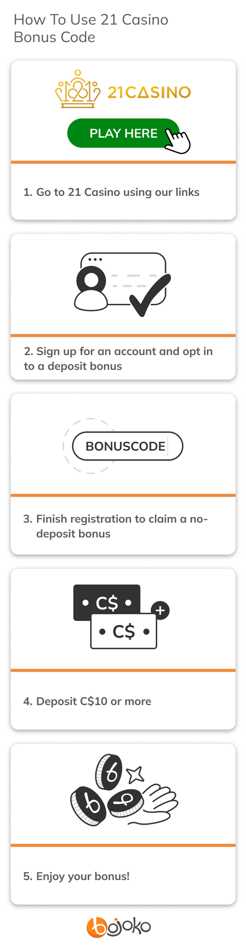 How to use 21 Casino bonus code