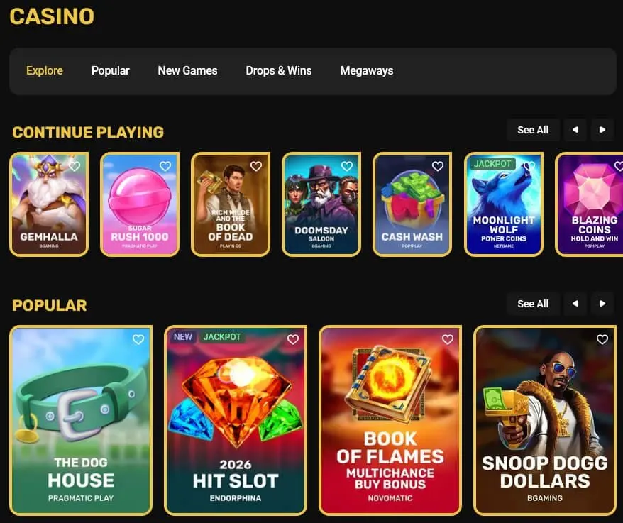 Game selection at 24Casino