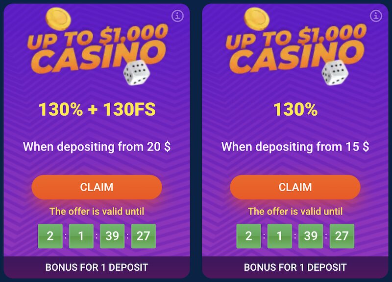 First deposit bonuses at MostBet casino