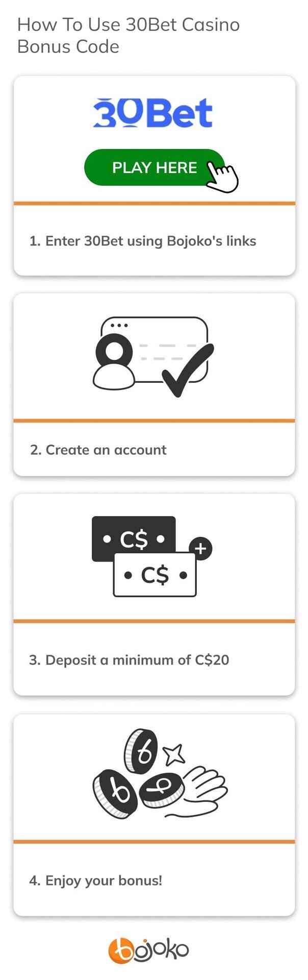 How to use 30Bet Casino promo code