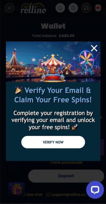 Rollino email verifying