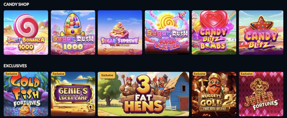 Slots lobby in Sports Interaction Casino Alberta