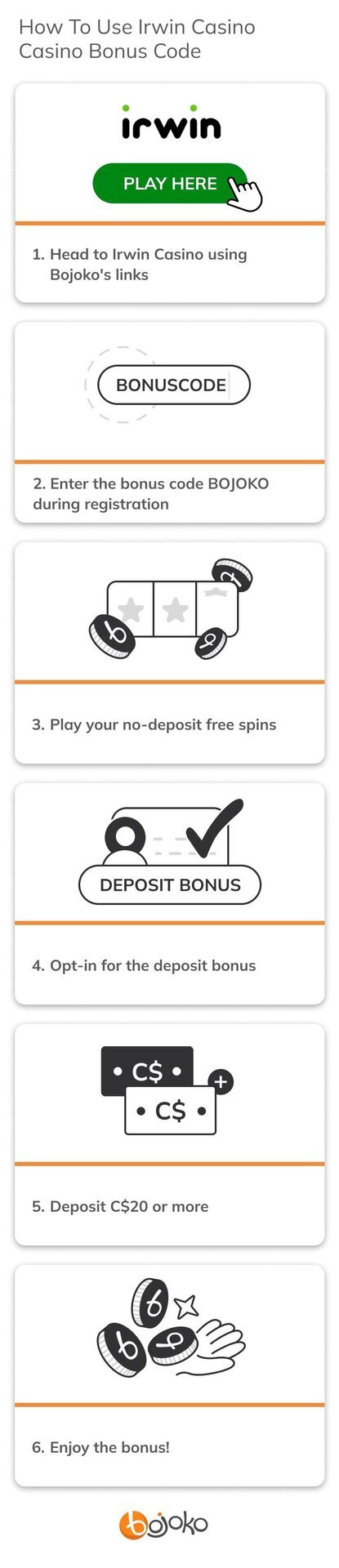 How to use Irwin Casino bonus code