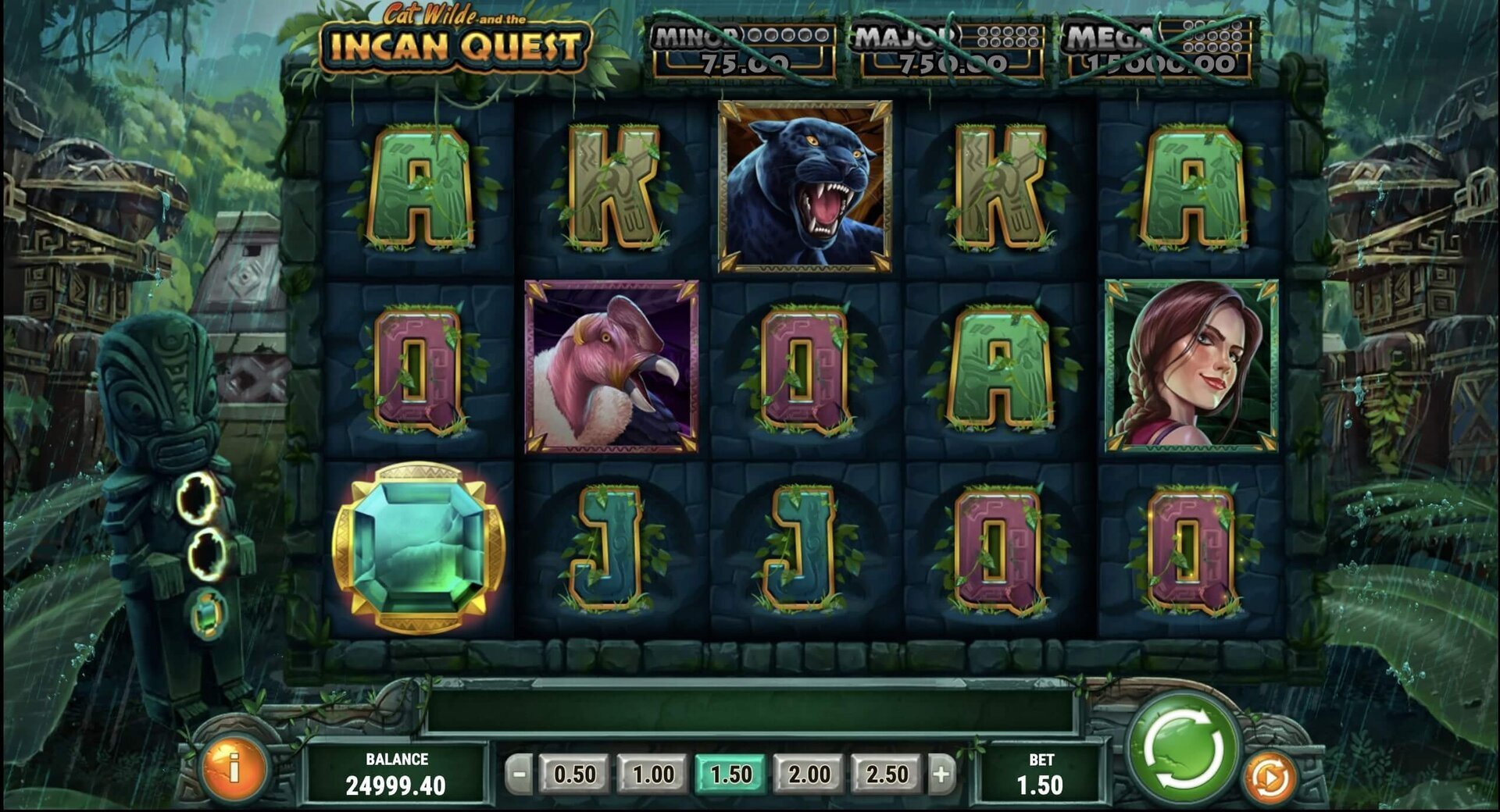 This is how Cat Wilde and the Incan Quest slot looks like