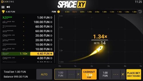 Space XY is a top crash gambling game in Canada