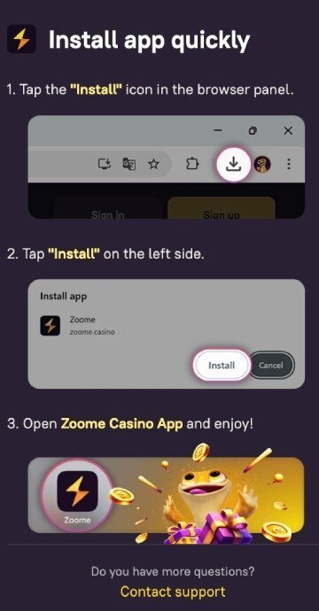 Zoome Casino mobile app