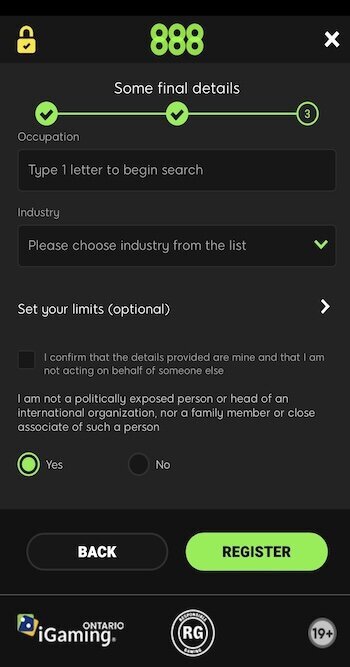 Sign up at 888 Ontario step 3