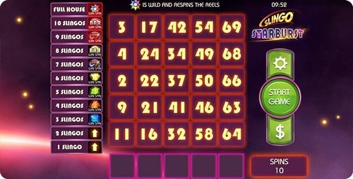 Screenshot of Starburst Slingo