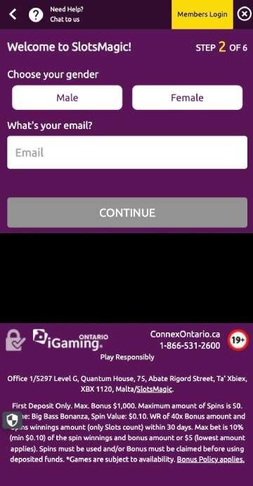SlotsMagic registration step 3