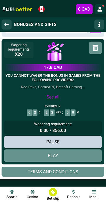 SpinBetter bonus code step 5