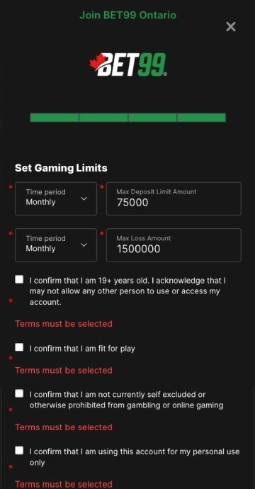 BET99 sign up step 4