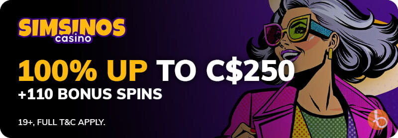Bonus banner for Simsinos Casino
