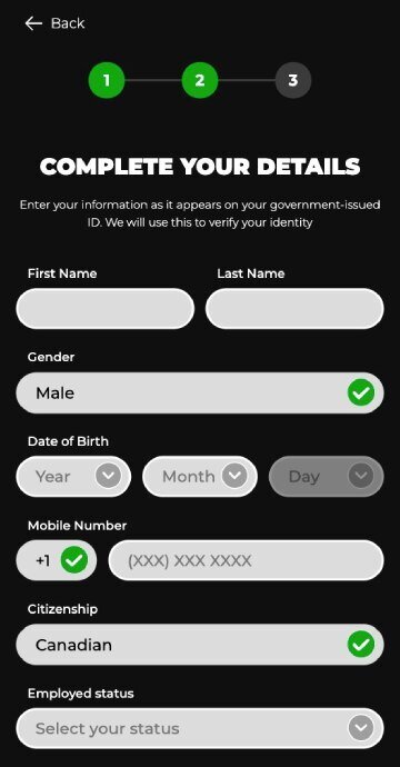 PowerPlay sign up step 2