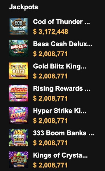 Progressive jackpots at Videoslots Ontario