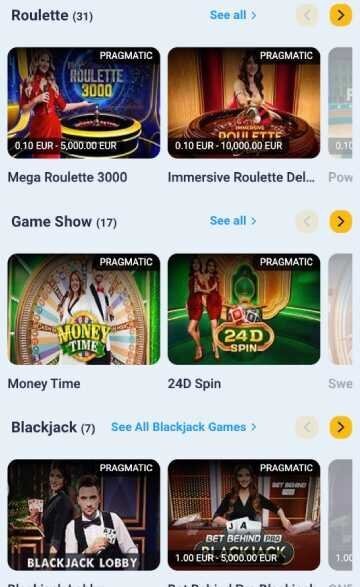 Rexbet live casino