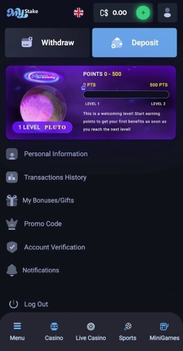MyStake login step 2