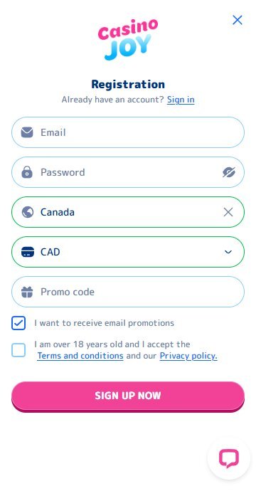 Casino Joy signup