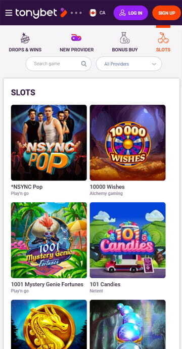 TonyBet slots
