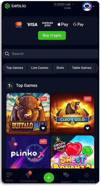 This is how Bets.io casino looks like