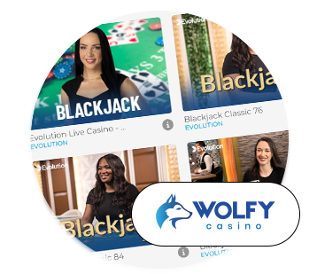 You can claim blackjack bonuses from Wolfy casino