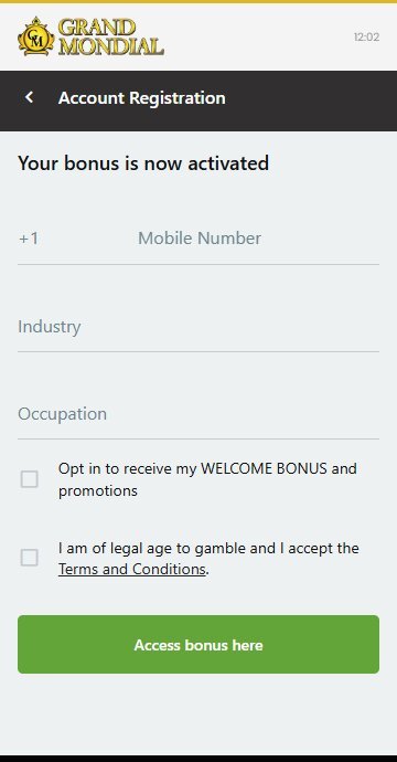 Register to Grand Mondial step 5